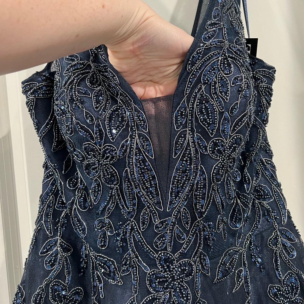 Xscape Navy Blue Ballgown - Picture 2 of 7